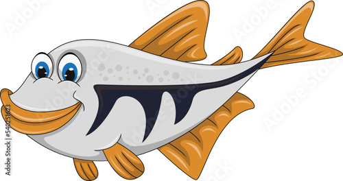 Fish white with black strip funny and smile cartoon vector illustration