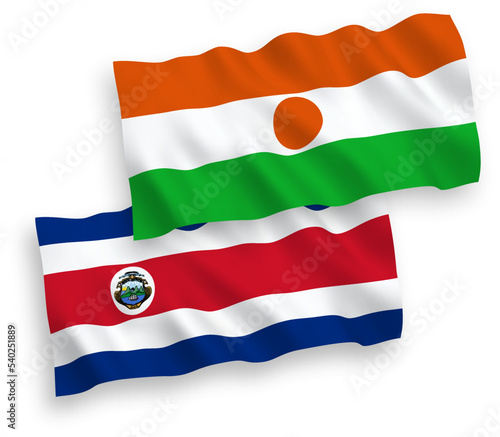 Flags of Republic of the Niger and Republic of Costa Rica on a white background