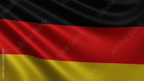 Render of the Germany flag flutters in the wind close-up  the national flag of Germany flutters in 4k resolution  close-up  colors  RGB. High quality 3d illustration