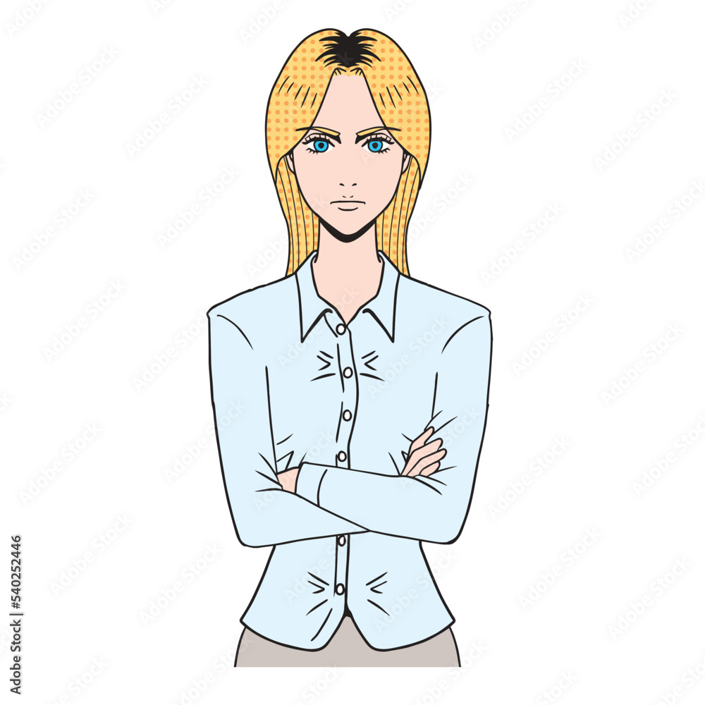 腕組みしている白人女性 腕組みしている白人女性