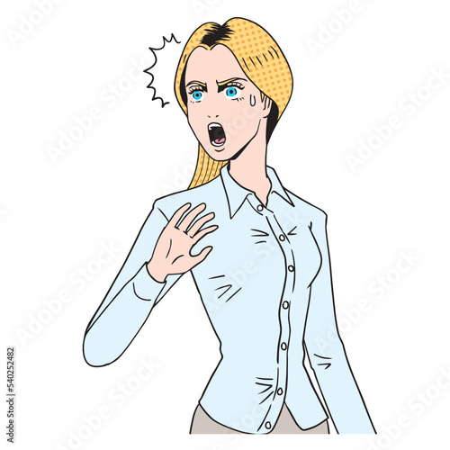 びっくりする白人女性