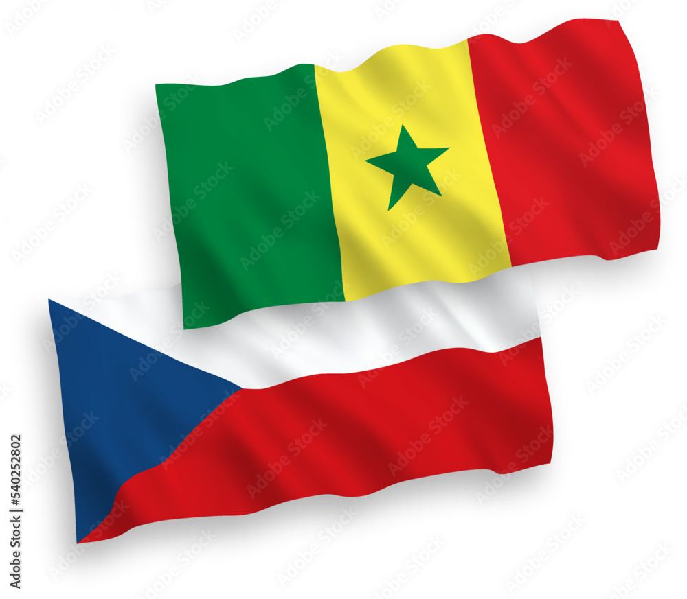 Flags of Czech Republic and Republic of Senegal on a white background Flags of Czech Republic and Republic of Senegal on a white background