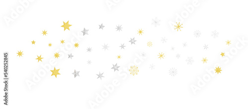 new year pattern. Christmas theme, golden openwork shiny snowflakes, star, 3D rendering.