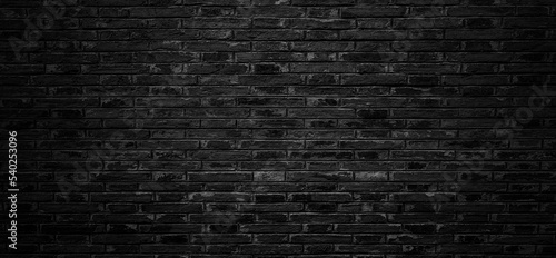 Dark black brick walls  brick room  interior texture  wall background.