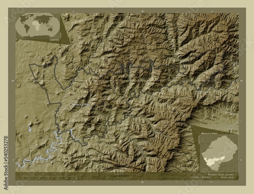 Mohale's Hoek, Lesotho. Labelled points of cities photo