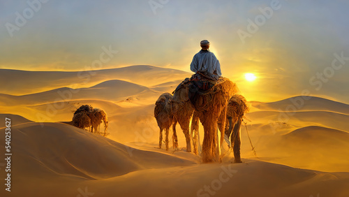 Camels on the desert dunes.Dammam, Saudi Arabia.