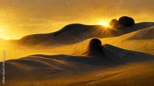 Beautiful desert sunrise view near Tabuk Saudi Arabia. 