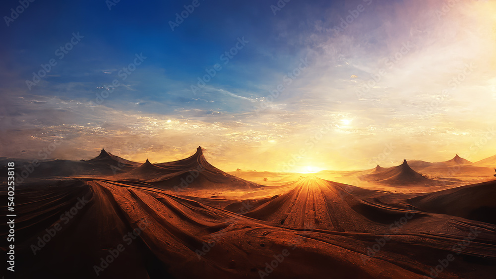 Beautiful desert sunrise view near Tabuk,Saudi Arabia. 