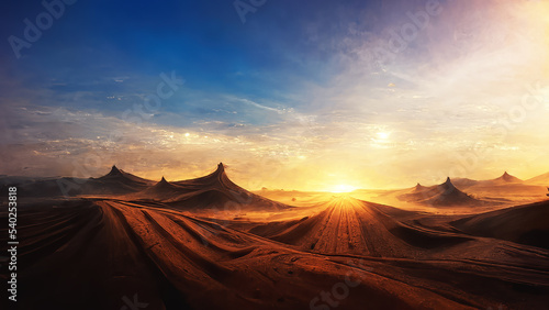 Beautiful desert sunrise view near Tabuk Saudi Arabia. 