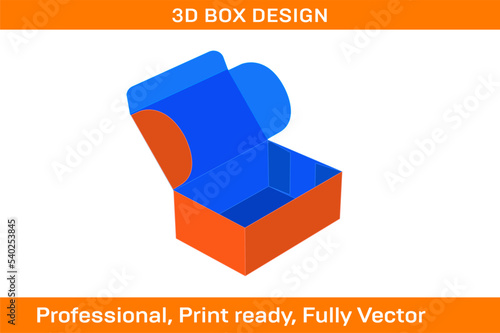 Unique custom new modern box dieline template and 3D render