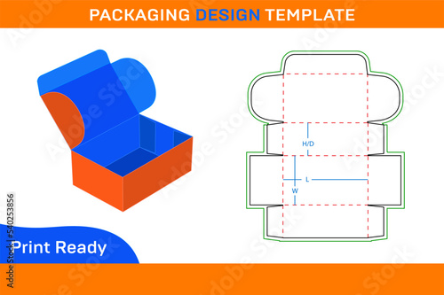Unique custom new modern box dieline template and 3D render