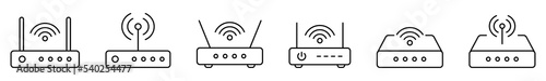 Router icon. Router related signal line icon isolated, wifi router.