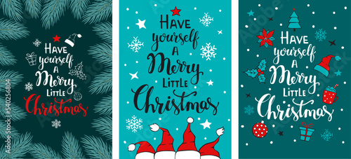 have yourself a merry little christmas xmas cards template, vector illustration graphic