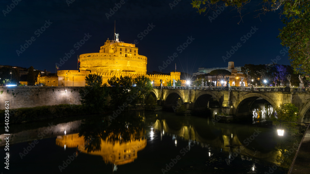 Castel Sant Angelo in Rome at night on october 2022