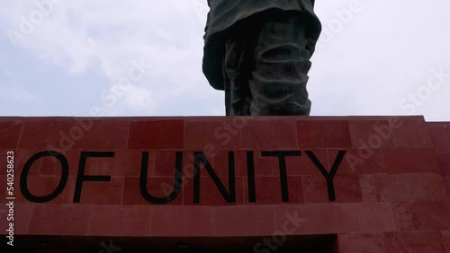 statue of unity the world tallest statue with bright dramatic sky at day from different angle photo