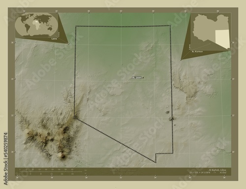 Al Kufrah, Libya. Labelled points of cities photo