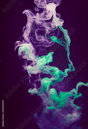 Computer generated 3D illustration of a Halloween spooky ectoplasm smoke against a black background. A.I. generated art.