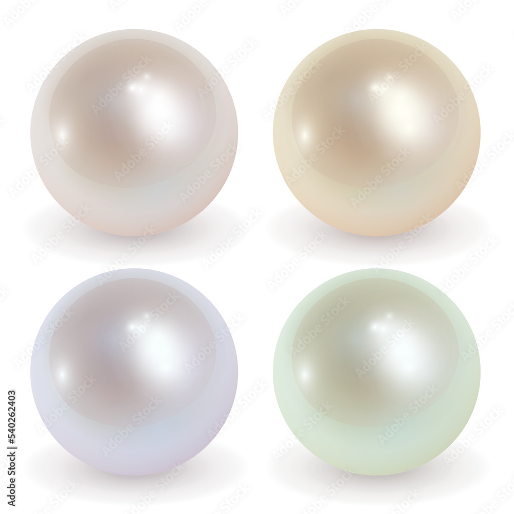 Beautiful pearls isolated, realistic icons set. Beautiful pearls isolated, realistic icons set.