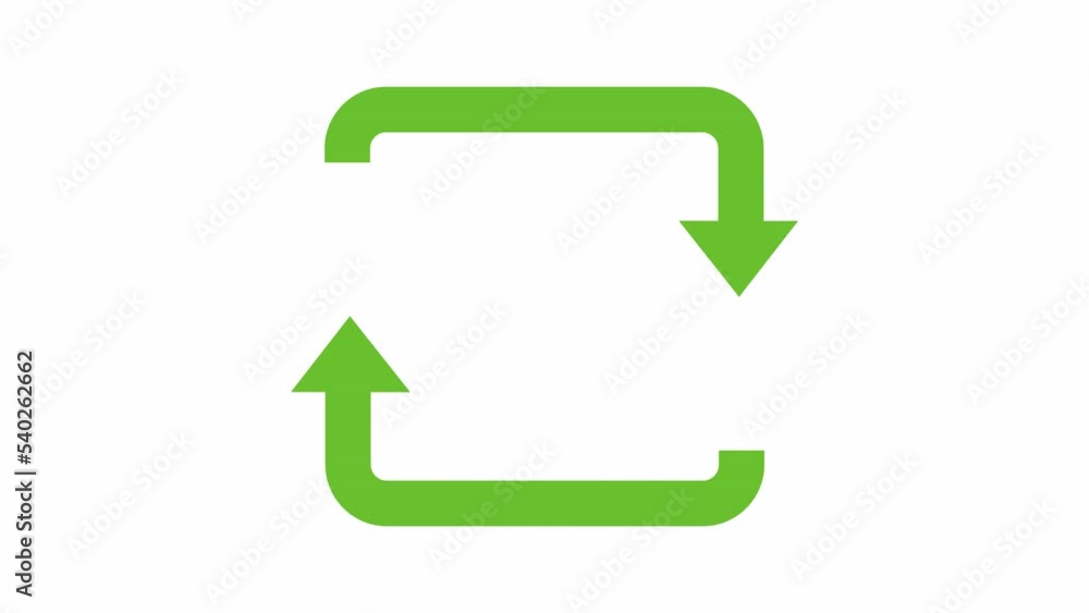 The animated reveal of the green squared recycle icon with the alpha channel—looped animation The animated reveal of the green squared recycle icon with the alpha channel—looped animation