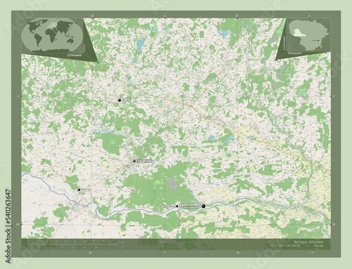 Taurages, Lithuania. OSM. Labelled points of cities photo