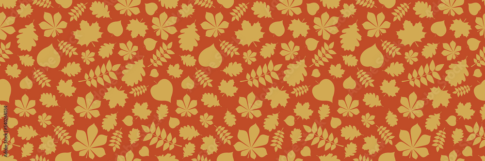 Autumn pattern with leaves. Wrapping paper concept. Panoramic header. Vector illustration Autumn pattern with leaves. Wrapping paper concept. Panoramic header. Vector illustration