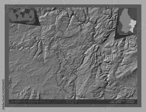 Grevenmacher, Luxembourg. Bilevel. Labelled points of cities photo