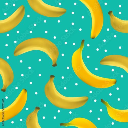 Banana seamless pattern.Banana pattern.Realistic banana seamless pattern