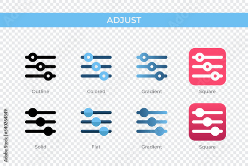 adjust icon in different style. adjust vector icons designed in outline, solid, colored, gradient, and flat style. Symbol, logo illustration. Vector illustration