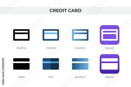 credit card icon in different style. credit card vector icons designed in outline, solid, colored, gradient, and flat style. Symbol, logo illustration. Vector illustration