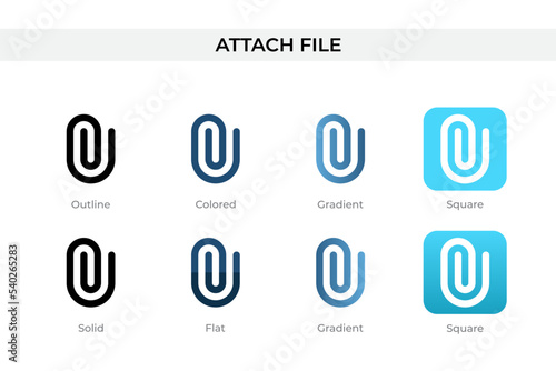 Attach File icon in different style. Attach File vector icons designed in outline, solid, colored, gradient, and flat style. Symbol, logo illustration. Vector illustration