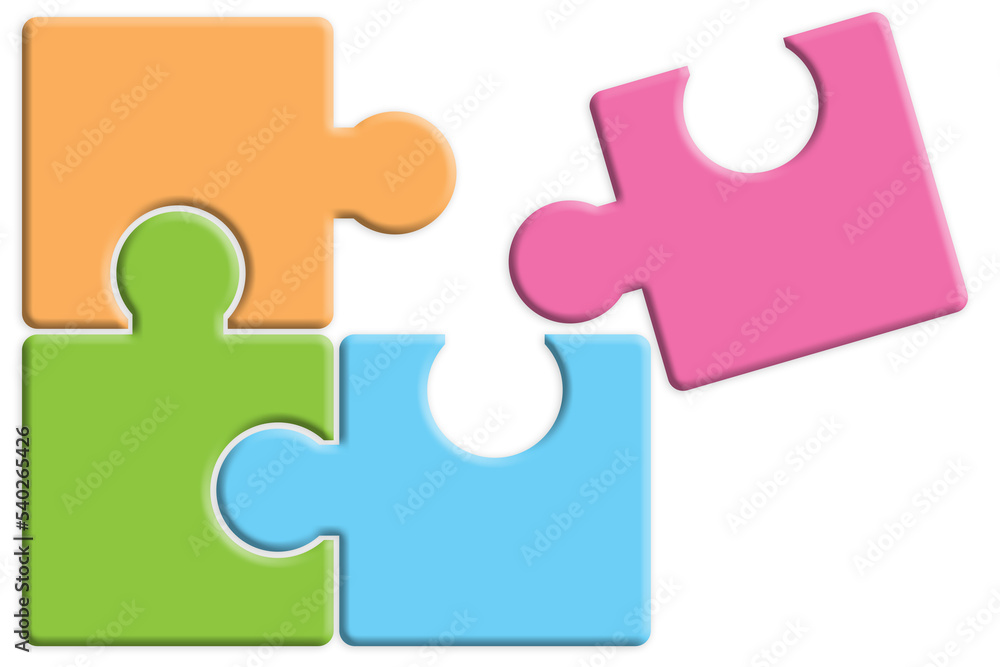 Four pieces jigsaw puzzle isolated Four pieces jigsaw puzzle isolated