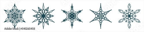 A set of snowflakes. Christmas or New Year snowflake. Vector image for postcards, calendars and other winter decoration.