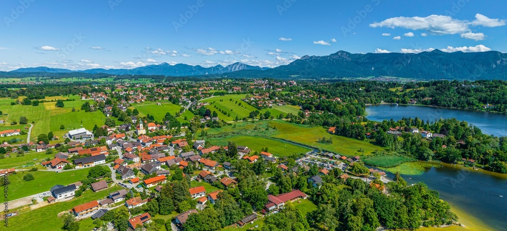 Panorama Seehausen am Staffelsee am oberbayerischen Alpenrand