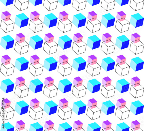 seamless vector pattern made of 3d cubes