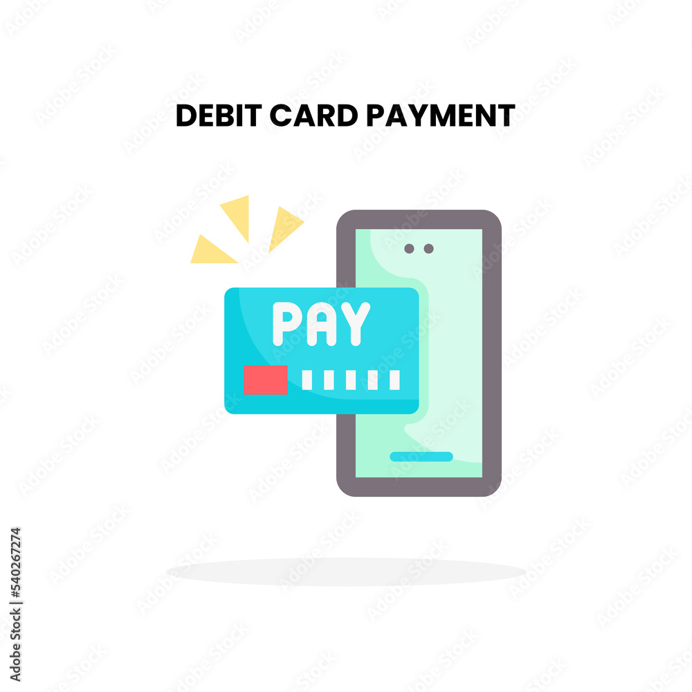 Debit Card Payment flat icon, with smartphone Vector Illustration for Graphic Design Element. Isolated on white background Debit Card Payment flat icon, with smartphone Vector Illustration for Graphic Design Element. Isolated on white background