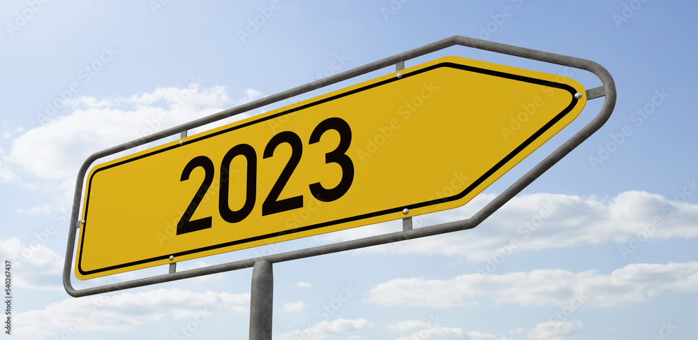 Arrow Signpost - 2023 - 3d rendering Arrow Signpost - 2023 - 3d rendering