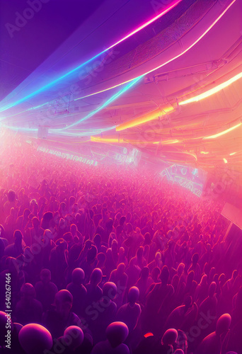 A huge crowded disco party in a nightclub. Disco. Nightclub. Big party
