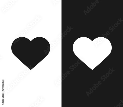 Two opposite different white and black hearts. Love, difference, tolerance, equality, communication and extremes concept. Flat design. EPS 8 vector illustration, no transparency, no gradients