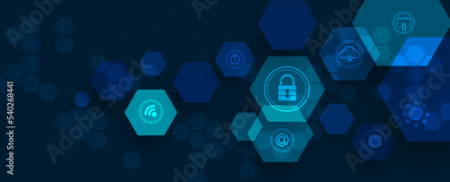 Cybersecurity and information or network protection. Future technology web services for business and internet project