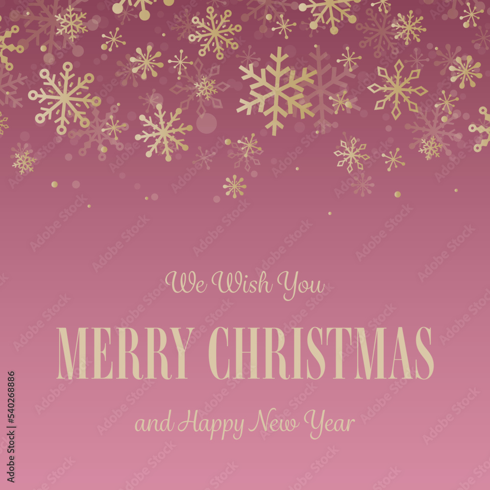 Naklejka premium Christmas card with golden snowflakes. Vector illustration