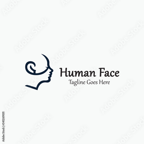 Human face logo design template. Vector illustration