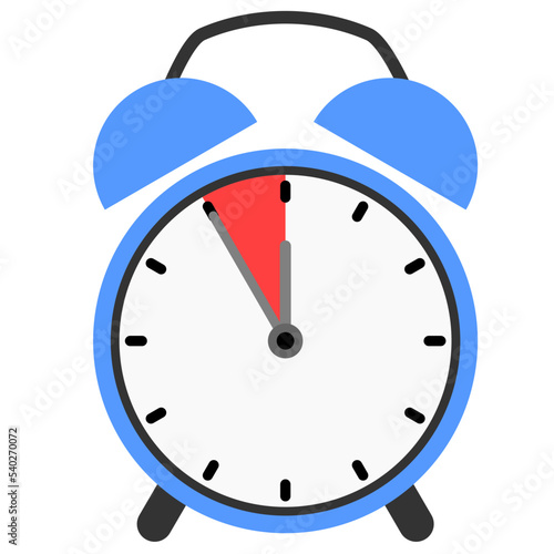 Five minutes to twelve alarm clock simple vector illustration 