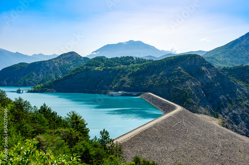 France. Serre Poncon. Hautes-Alpes. Serre-Poncon lake. Barrage. EDF power station photo
