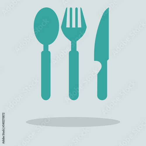 Folk knife and spoon vector icon illustration sign