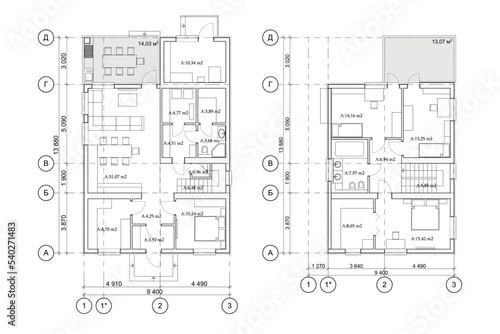 Apartment layout ideas, vector blueprint