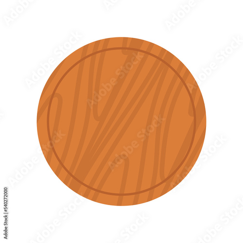 Cartoon wooden pizza board. Restaurant empty utensil for food and chop board for kitchen icon isolated white. Handles plank tray for cutting and cooking. Textured hardboard vector illustration