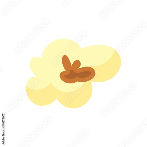 Сartoon kernel popcorn and pop corn snack. Tasty icon grain maize and salty eat. Caramel sweetcorn for movie and isolated single nutrition. Closeup fluffy treat vector illustration