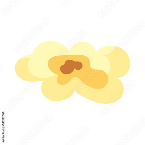 Сartoon kernel popcorn and pop corn snack. Tasty icon grain maize and salty eat. Caramel sweetcorn for movie and isolated single nutrition. Closeup fluffy treat vector illustration