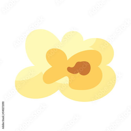 Сartoon kernel popcorn and pop corn snack. Tasty icon grain maize and salty eat. Caramel sweetcorn for movie and isolated single nutrition. Closeup fluffy treat vector illustration