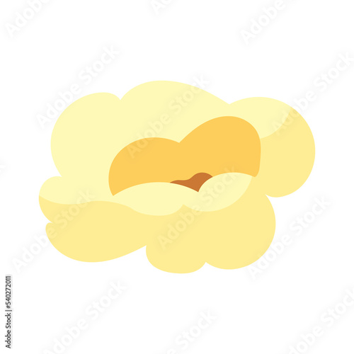Сartoon kernel popcorn and pop corn snack. Tasty icon grain maize and salty eat. Caramel sweetcorn for movie and isolated single nutrition. Closeup fluffy treat vector illustration